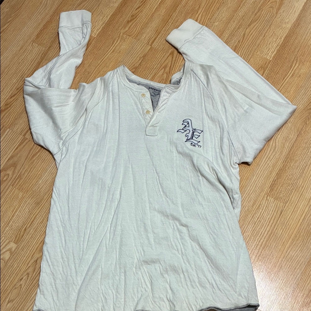 American Eagle Outfitters Cream Henley Shirt